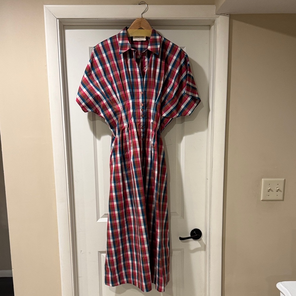 Anthropologie Plaid Button Up Midi Dress